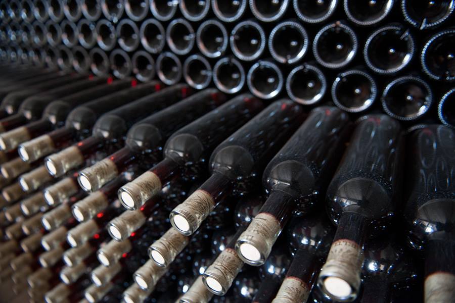 Georgian wine barrels in a cellar