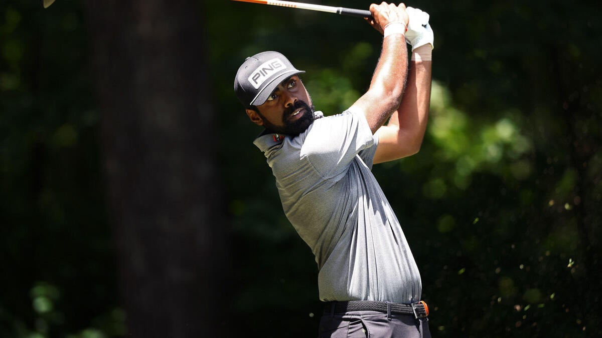 Sahith Theegala during the opening round of the Wyndham Championship