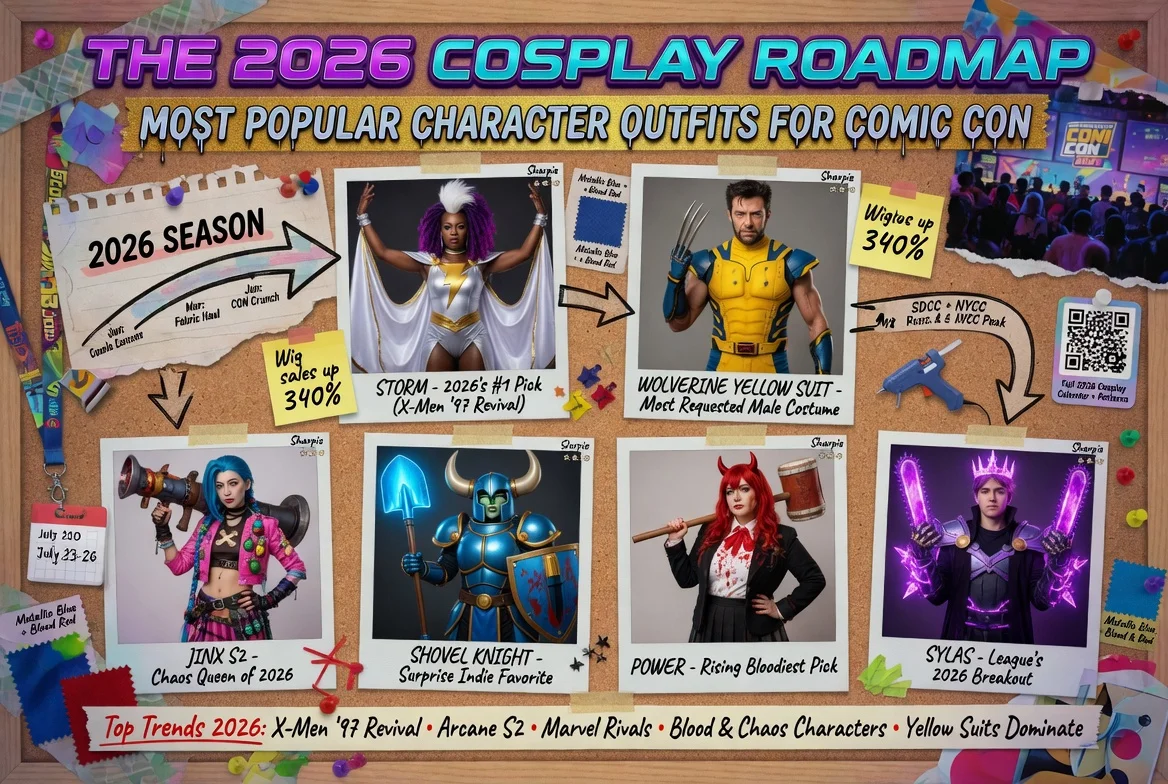 2026 cosplay roadmap highlighting the most popular character outfits for Comic Con