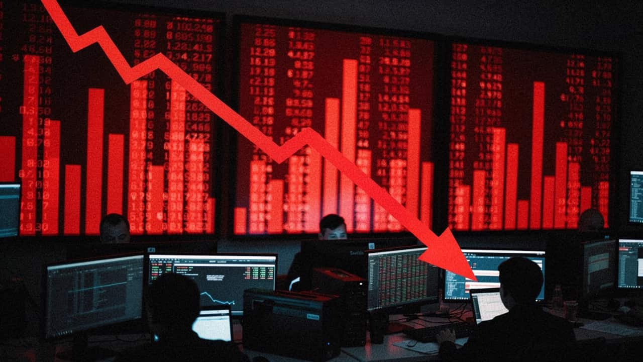 Traders monitoring stock prices as chip stocks sink