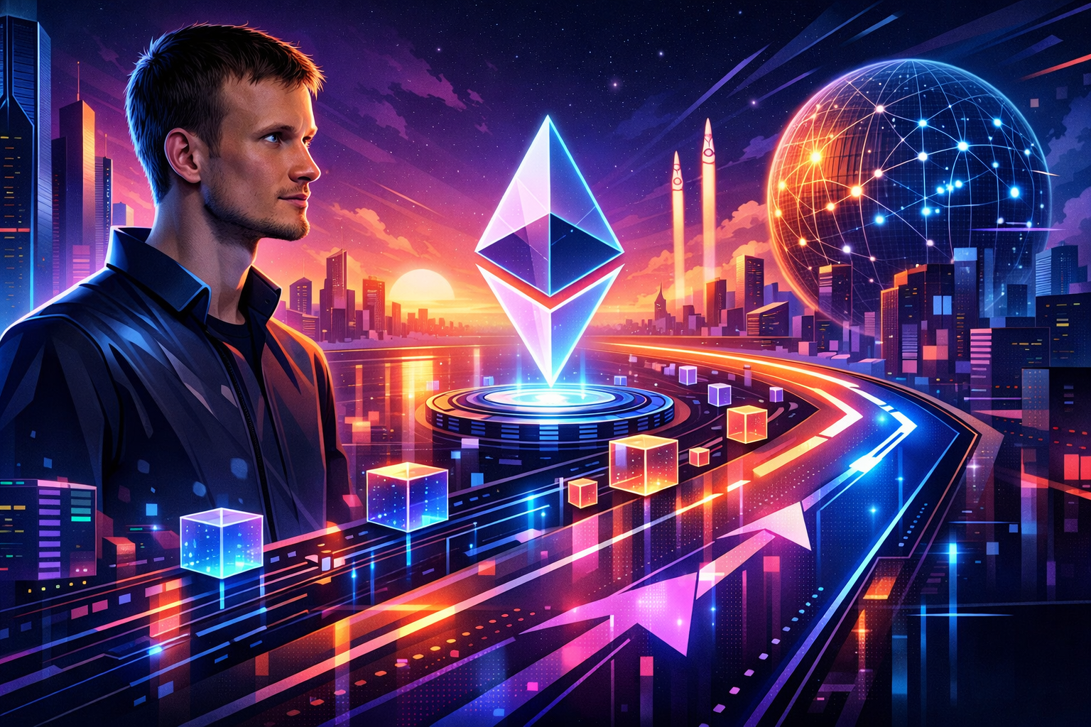 Vitalik Buterin at Hong Kong Web3 Carnival 2026 outlining Ethereum's five-year roadmap on stage