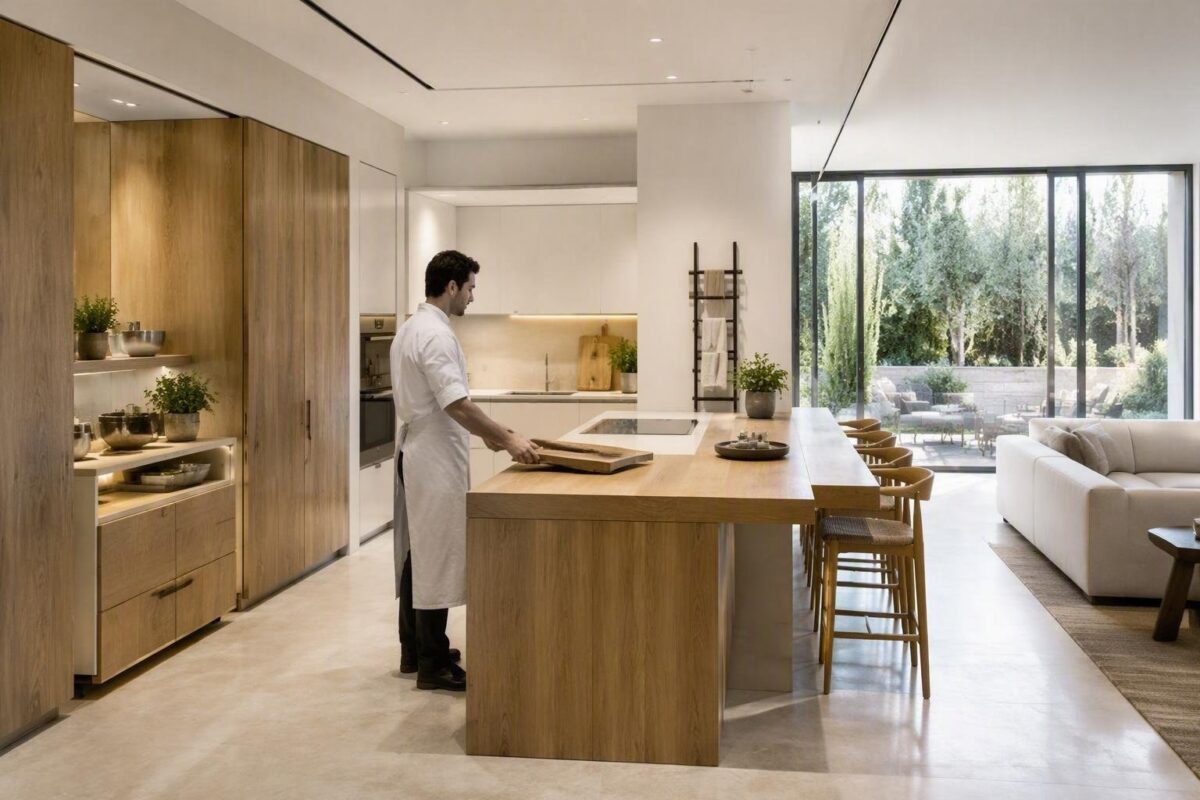 Casa Magazine preview of 2027 kitchen trends featuring natural wood finishes
