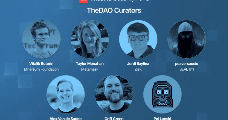 TheDAO Security Fund relaunch announcement showing ETH allocation