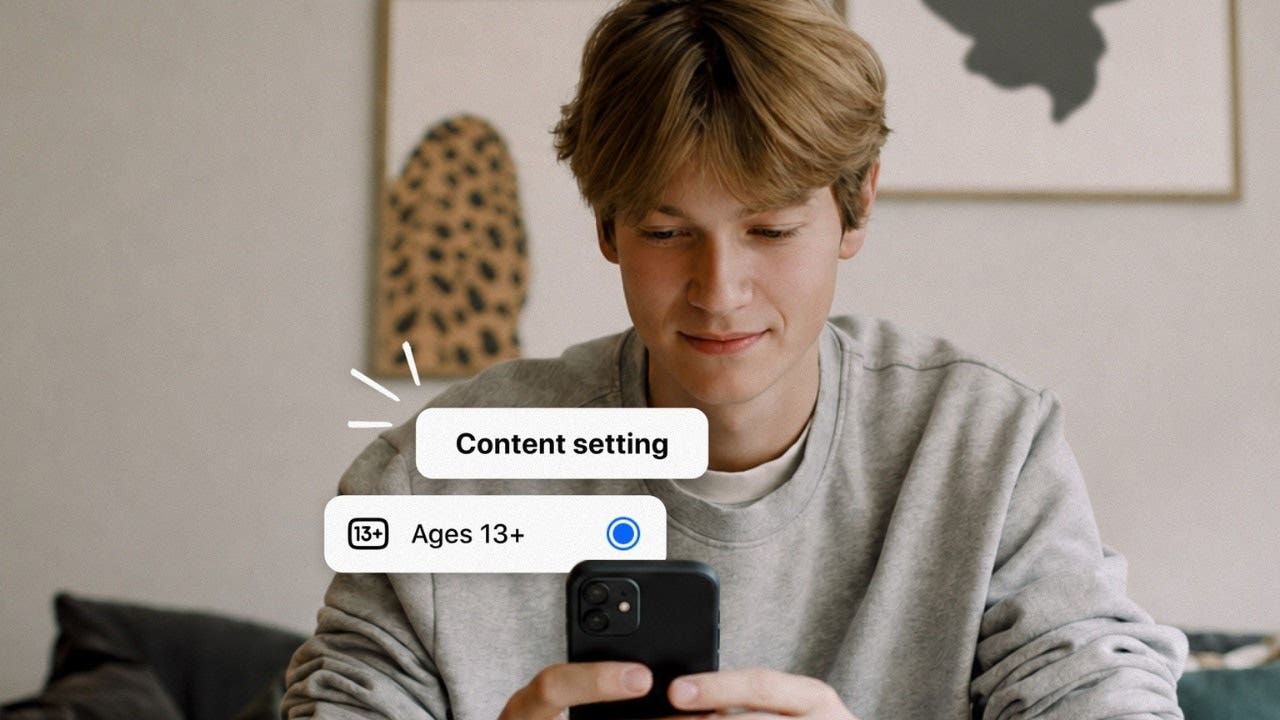 Screenshot of a smartphone displaying Meta's new teen safety settings