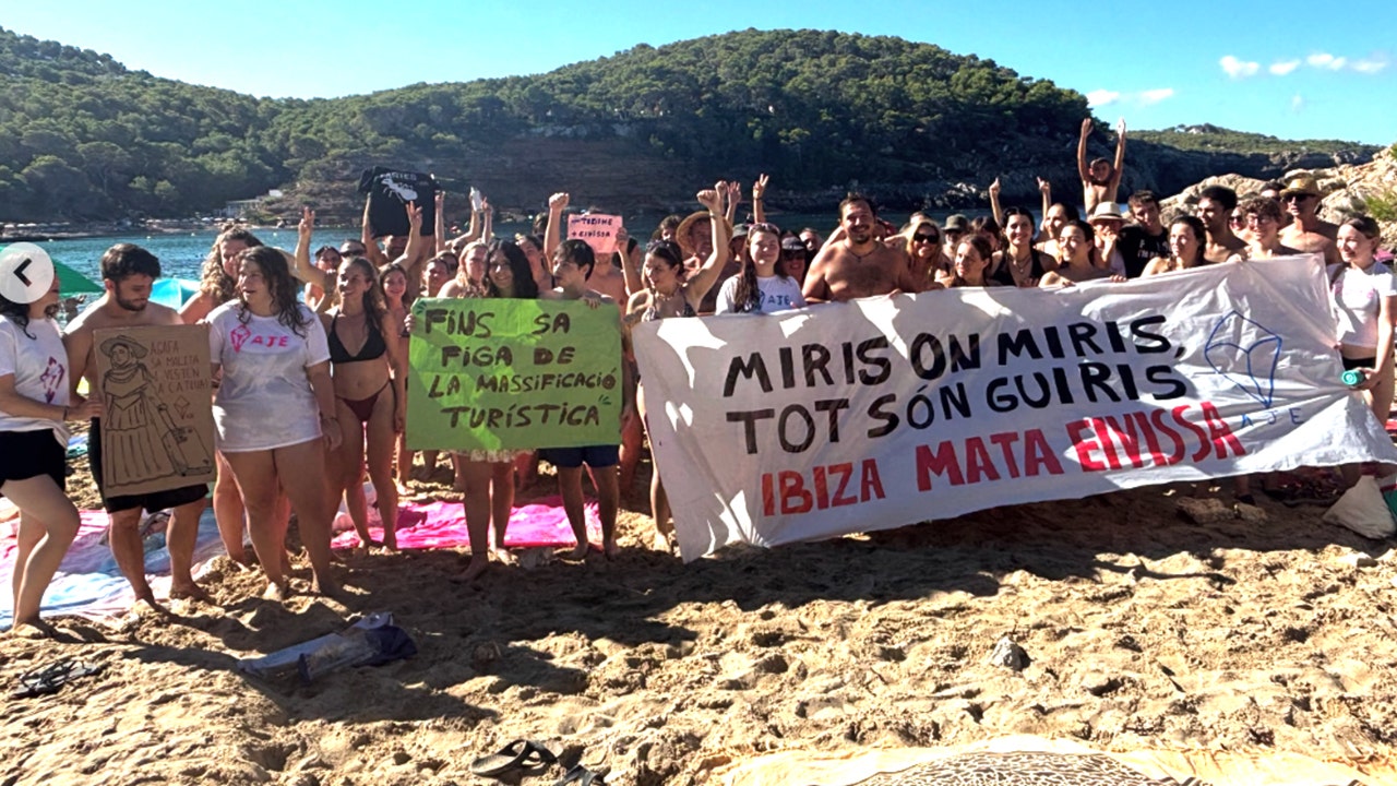 Ibiza protest at Cala Saladeta beach