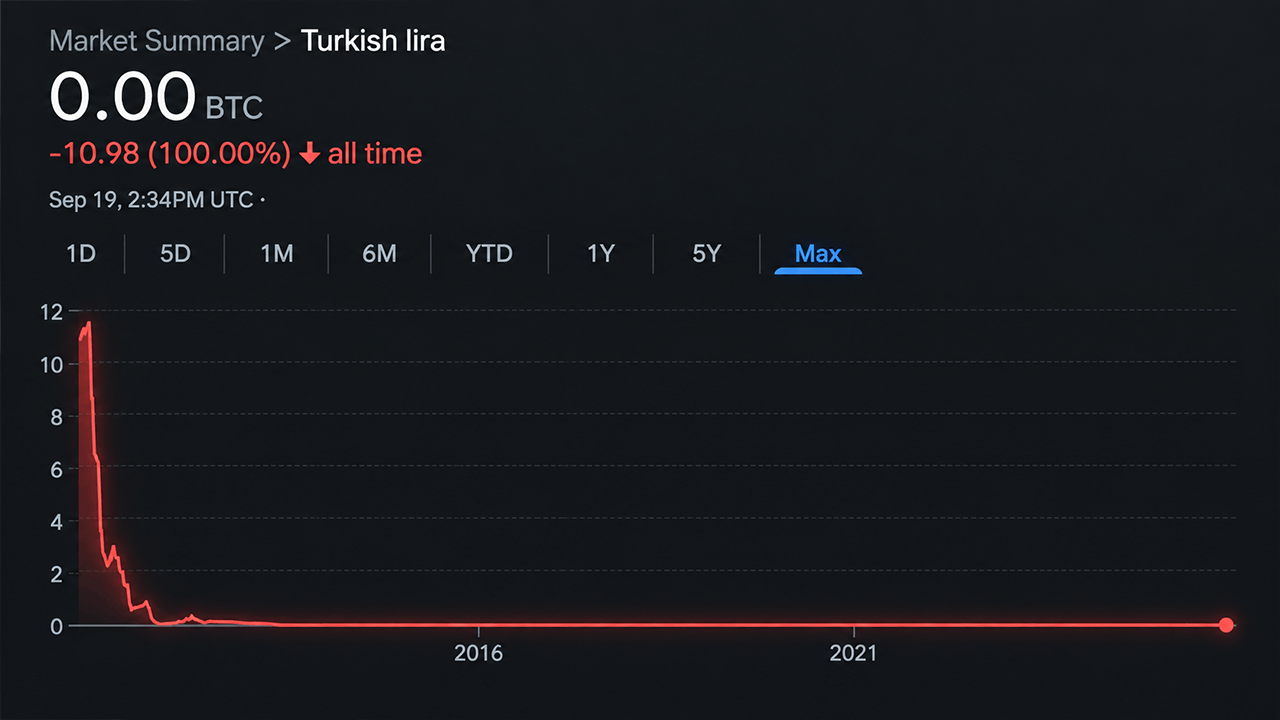 Bitcoin price chart showing surge against Turkish Lira