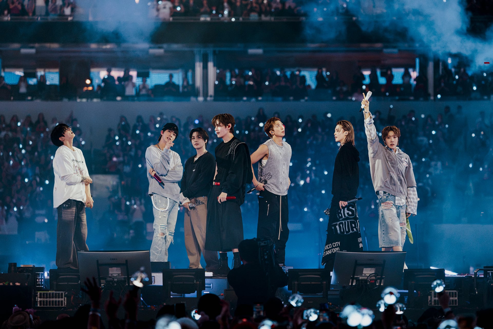 BTS on stage during the Arirang World Tour