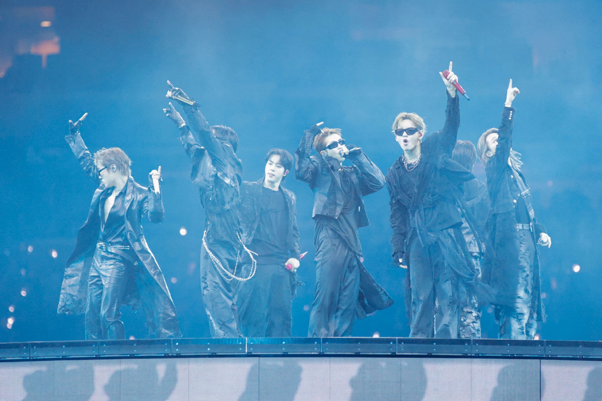 BTS performing on stage during the Arirang World Tour