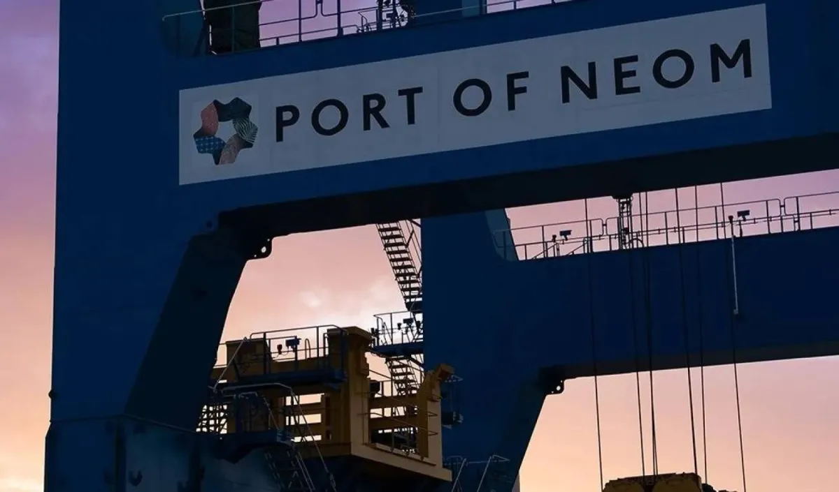 NEOM's new logistics positioning map showing the Europe-Egypt-NEOM-GCC corridor