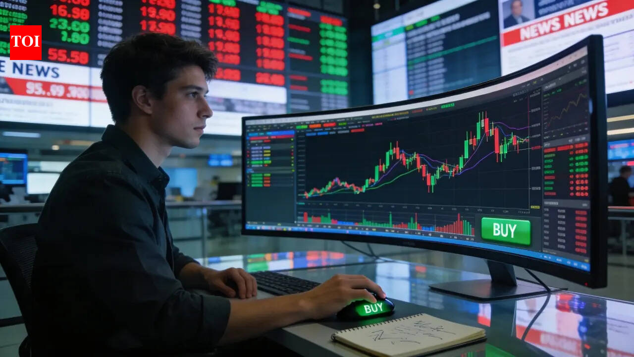 Indian stock market closing bell showing red indices