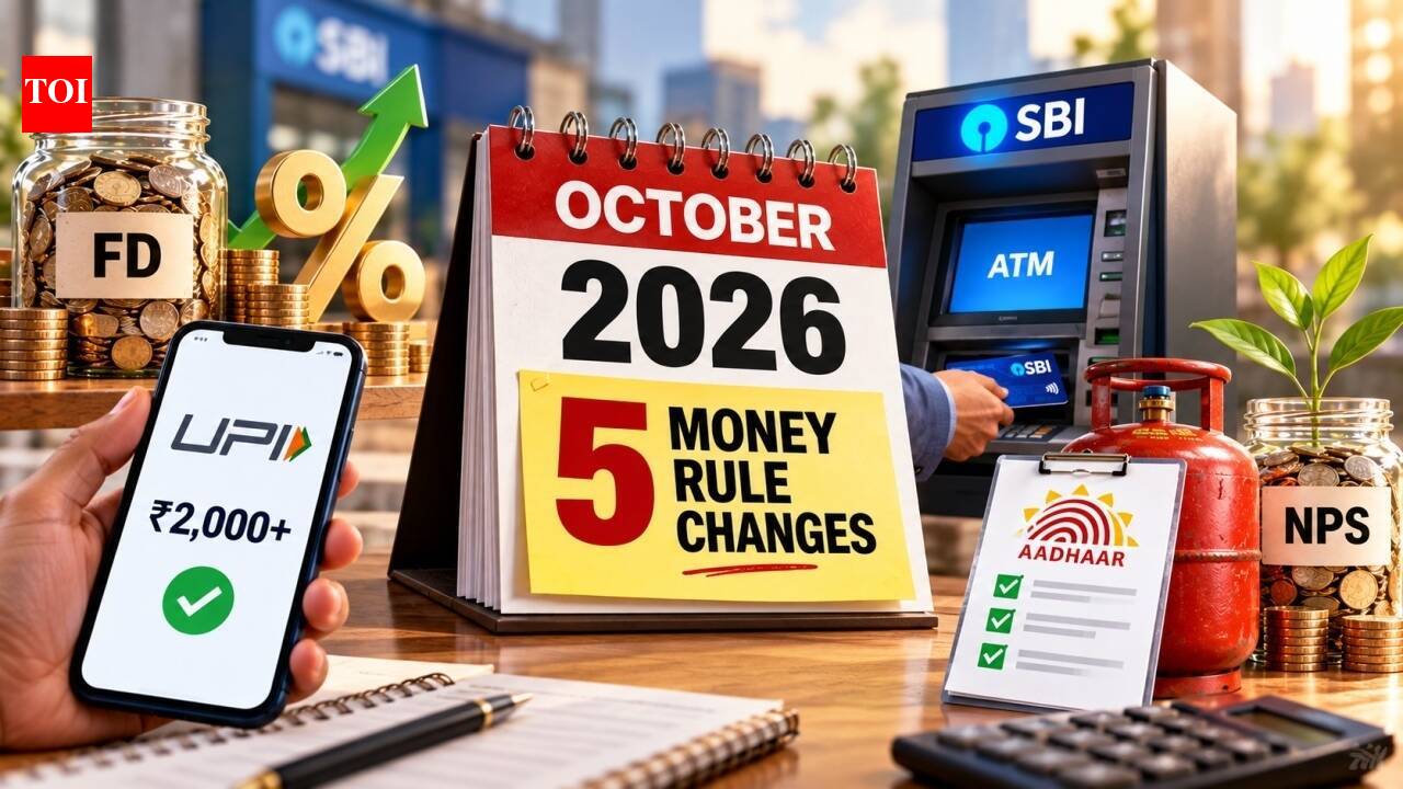 October 2026 financial changes include revised SBI ATM limits, UPI charges, and LPG authentication rules.
