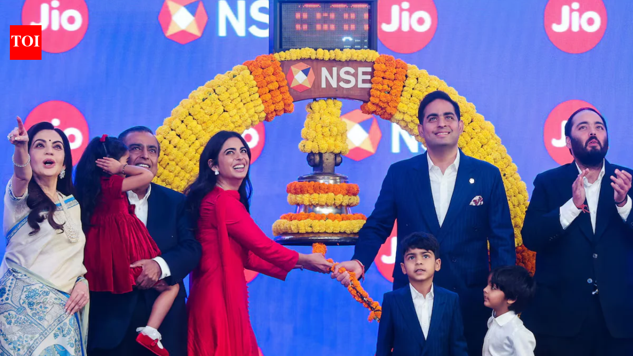 Jio Platforms logo and stock market debut imagery