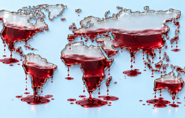 Global wine trade visualization showing export trends