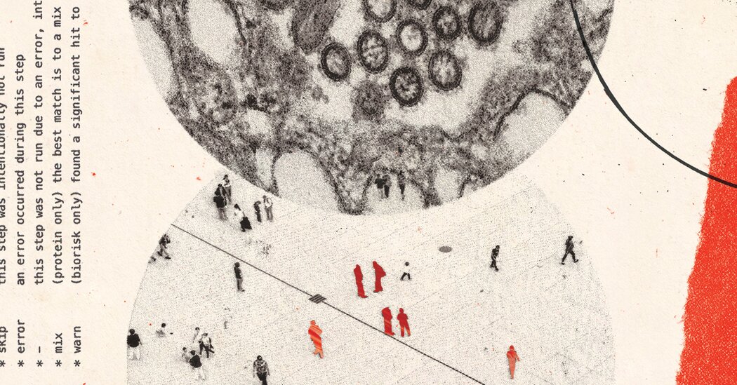 Illustration depicting AI and biological threat concerns