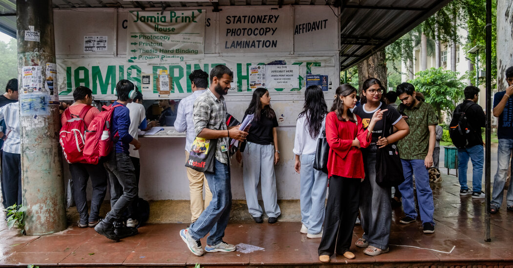 Indian students walking on a university campus