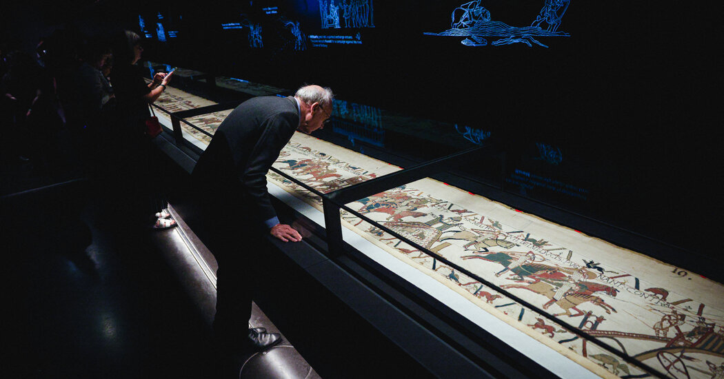 Image of the Bayeux Tapestry exhibition opening at the British Museum