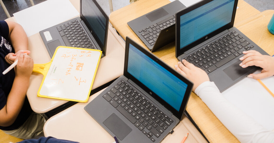 Gallup school screen-time limits illustration from The New York Times