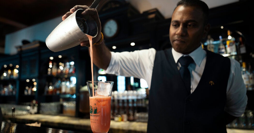 The historic Singapore Sling at Raffles Hotel