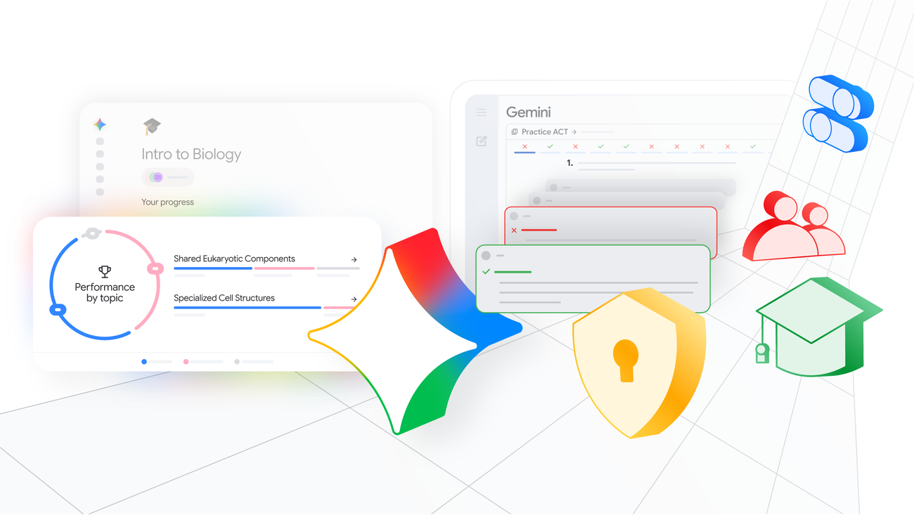 Google's connected AI study tools and practice test interface