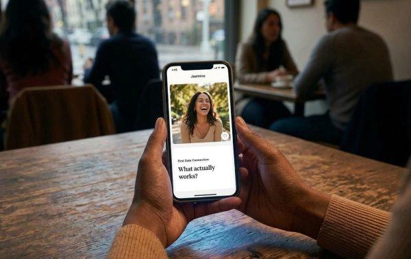 Tinder and Hinge profile comparison graphic