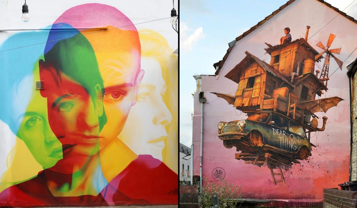 Mural styles from around the world including architectural 3D illusions and cultural narratives