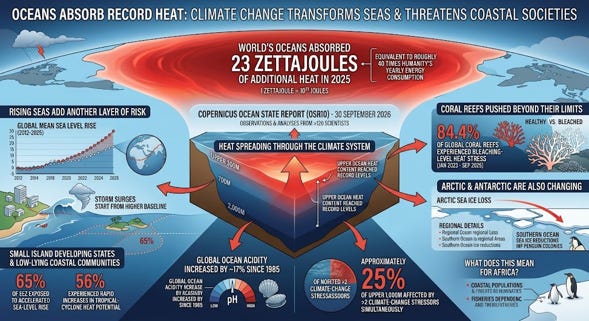 Oceans absorb record heat as climate change transforms seas and threatens coastal societies