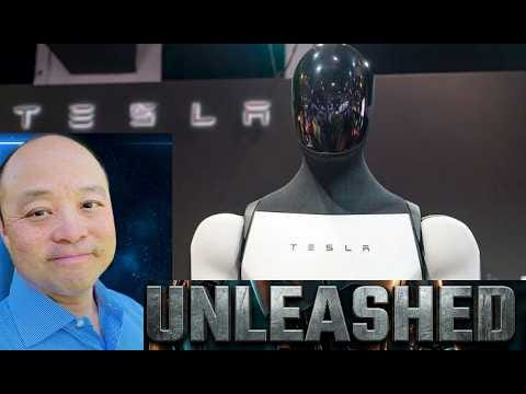Tesla Optimus robot walking on a factory floor