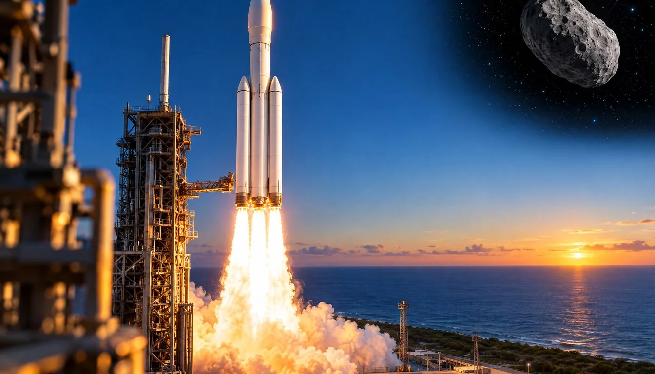 Artist impression of JAXA H3 rocket launching MMX mission