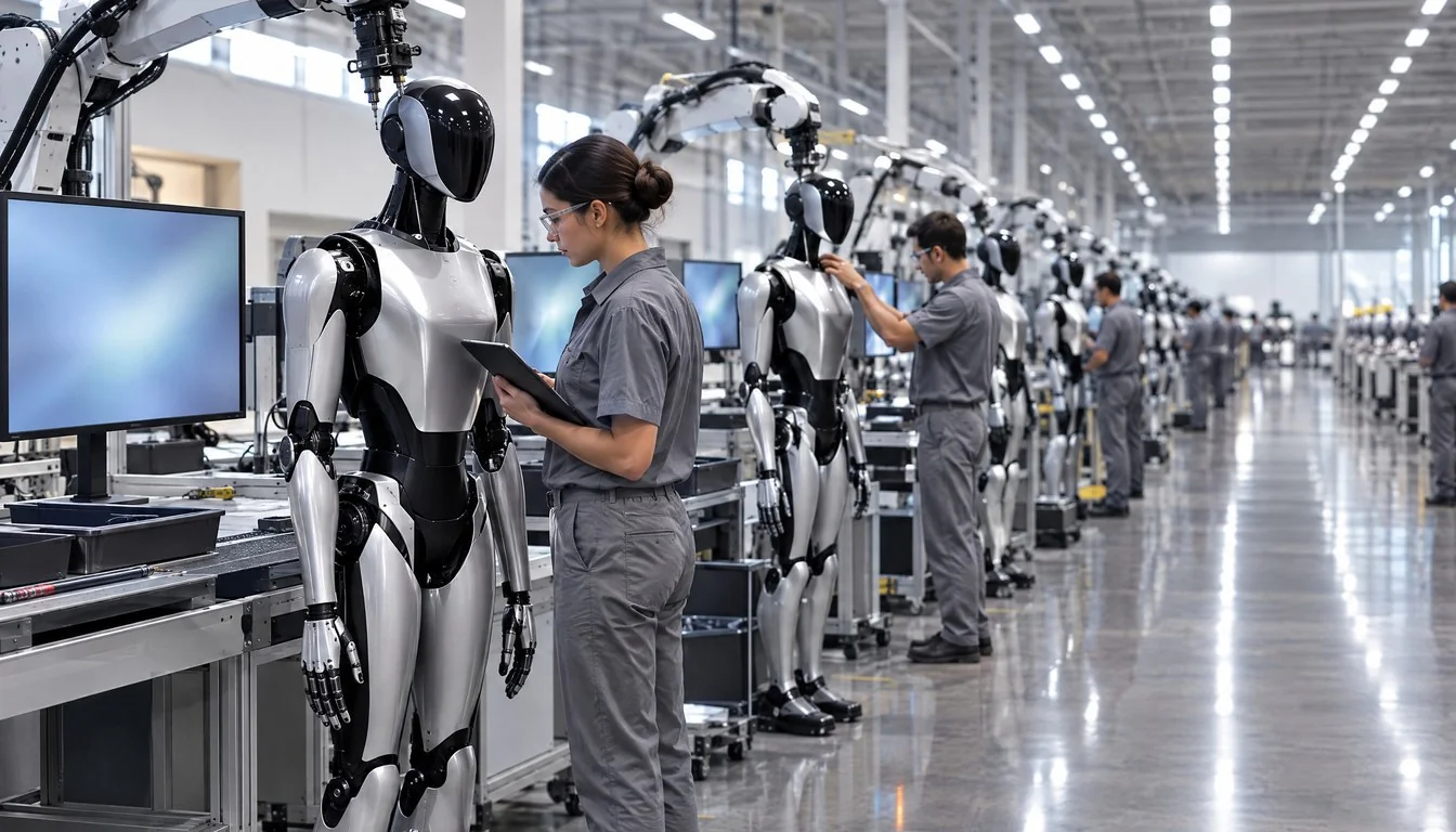 Tesla Optimus robot production line at Fremont factory