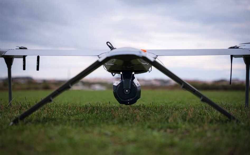 Arkeus Warden hyperspectral sensor on a Tekever AR3 EVO tactical UAS