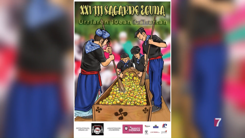 Gallarta Sagardo Eguna promotional material showing cider barrels and festive decorations