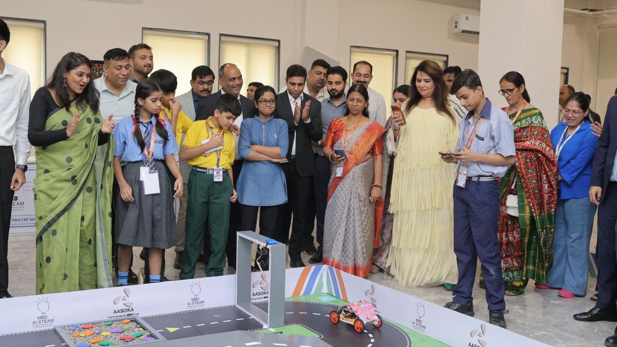 Students presenting AI robotics projects at MBD STEAM Championship 2026