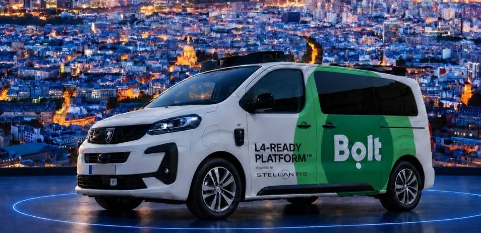 Stellantis autonomous vehicle prototype in a French city setting