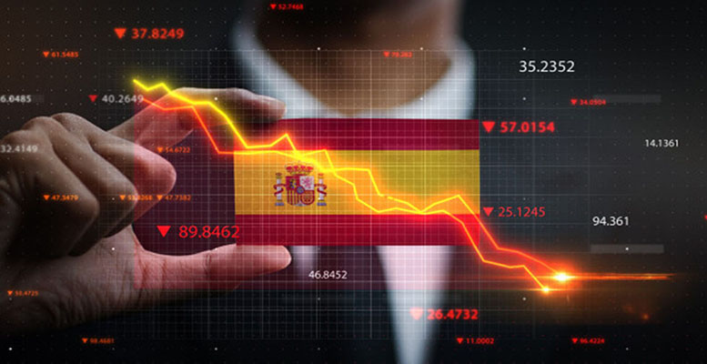 Conceptual image of the Spanish economy with the Spanish flag