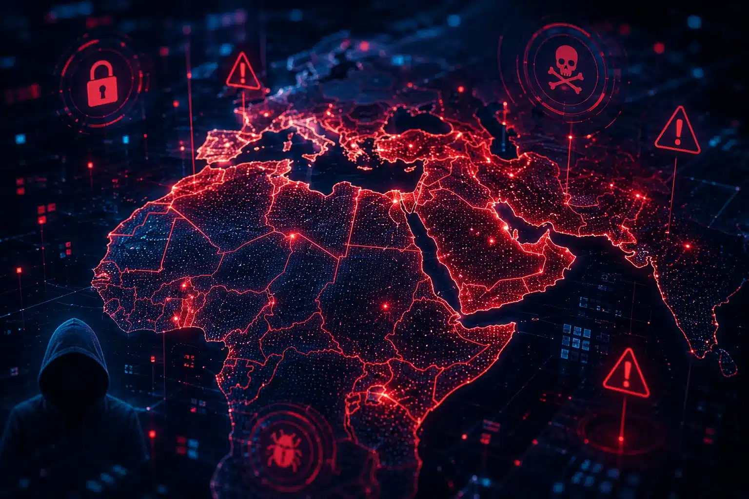 Meta threat landscape analysis report cover showing threat actor distribution