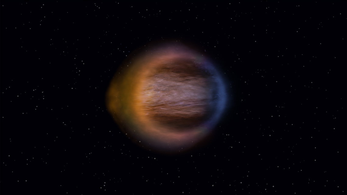 Artist's impression of the exoplanet WASP-17b, whose true shape was recently mapped using JWST data.