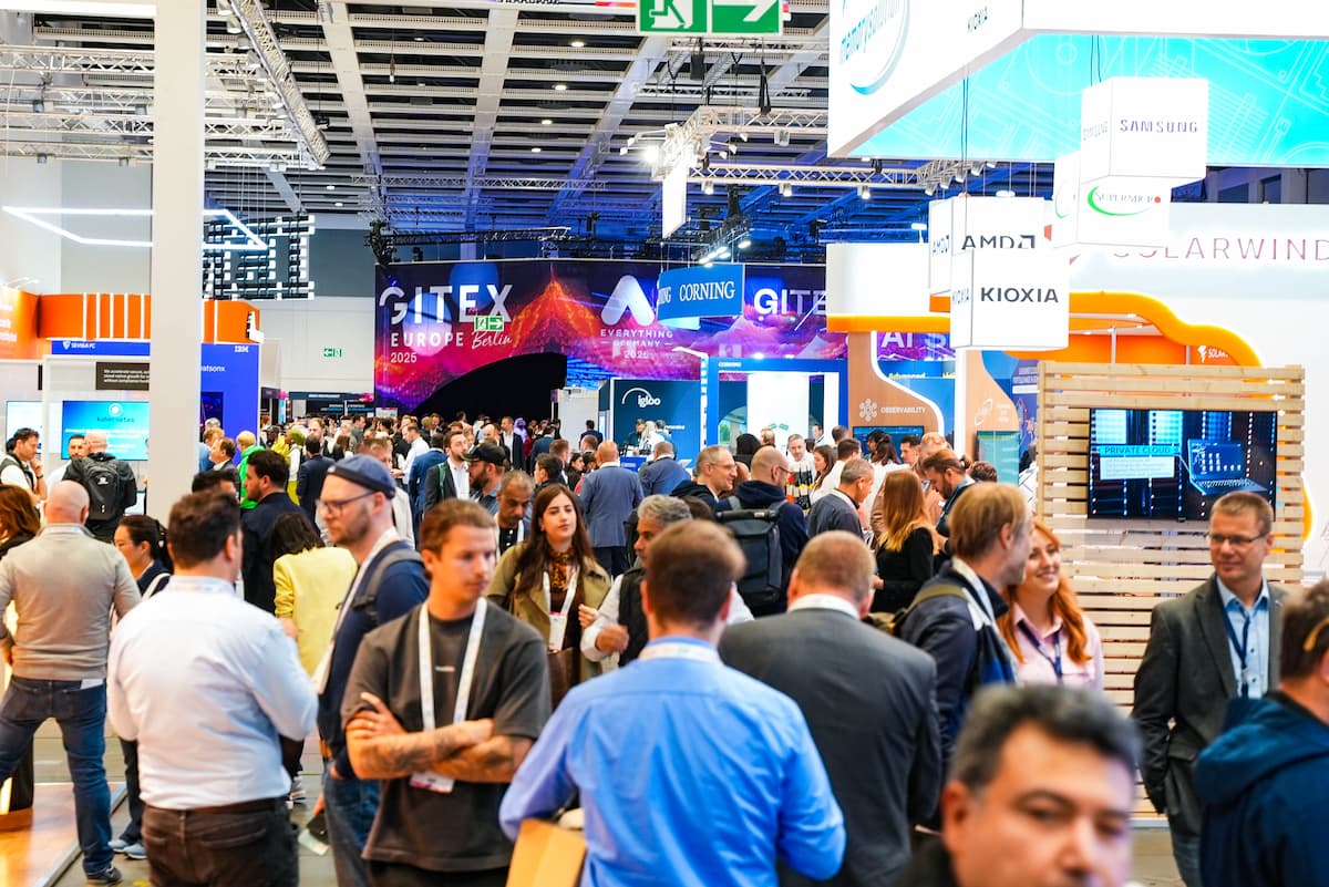 GITEX AI EUROPE conference banner and attendees