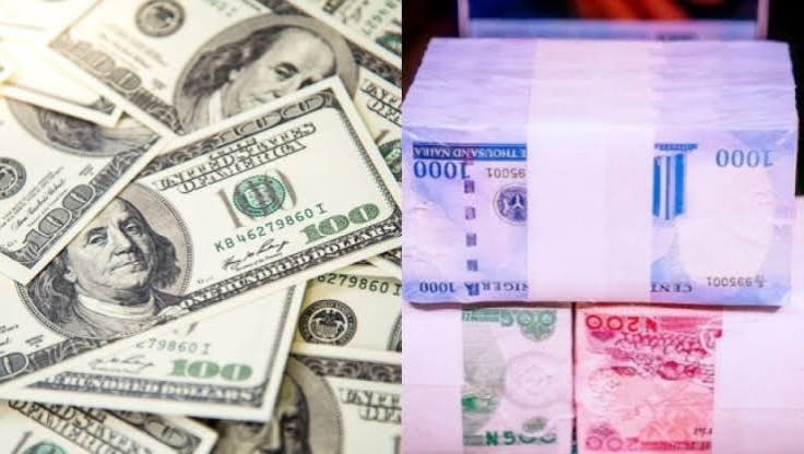 Nigerian naira banknotes displayed in a financial news graphic