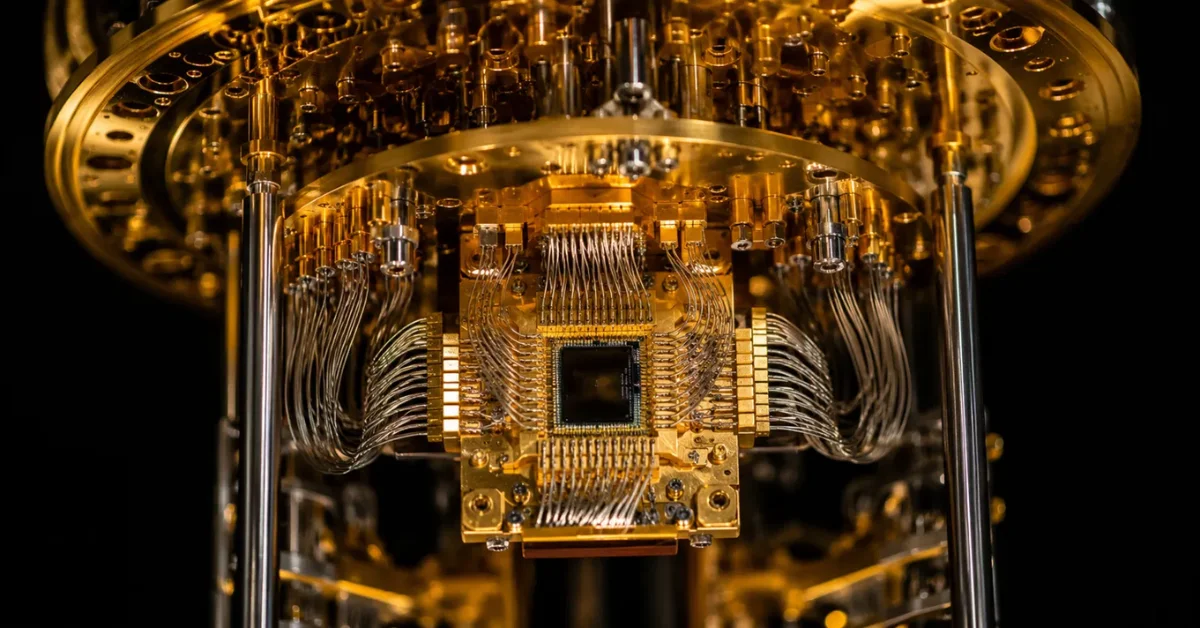 Illustration of a quantum computing chip representing 2026 breakthroughs