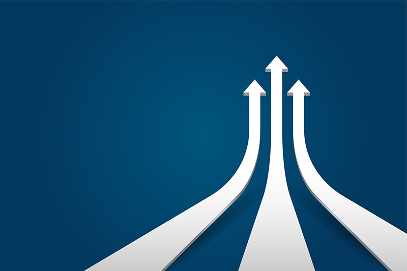 Converging arrows symbolizing academic metrics