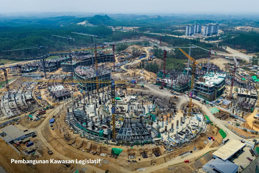 Progress photo of the legislative complex under construction at IKN Nusantara
