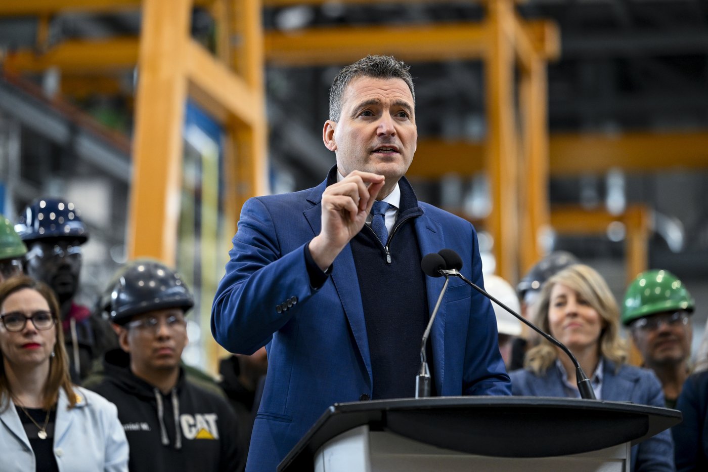 AI Minister Evan Solomon speaking about the federal AI strategy and its job impact tracking measures