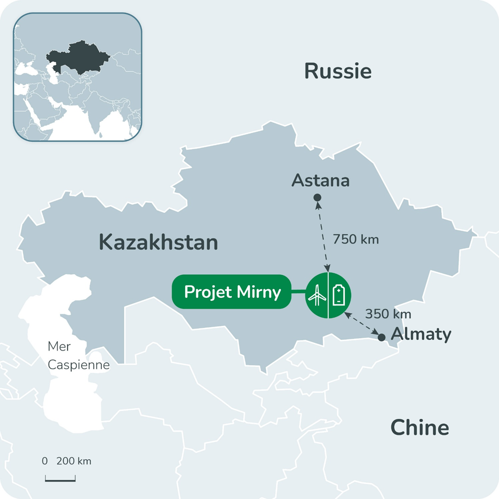 Rendering of TotalEnergies' Mirny wind and battery storage project in Kazakhstan