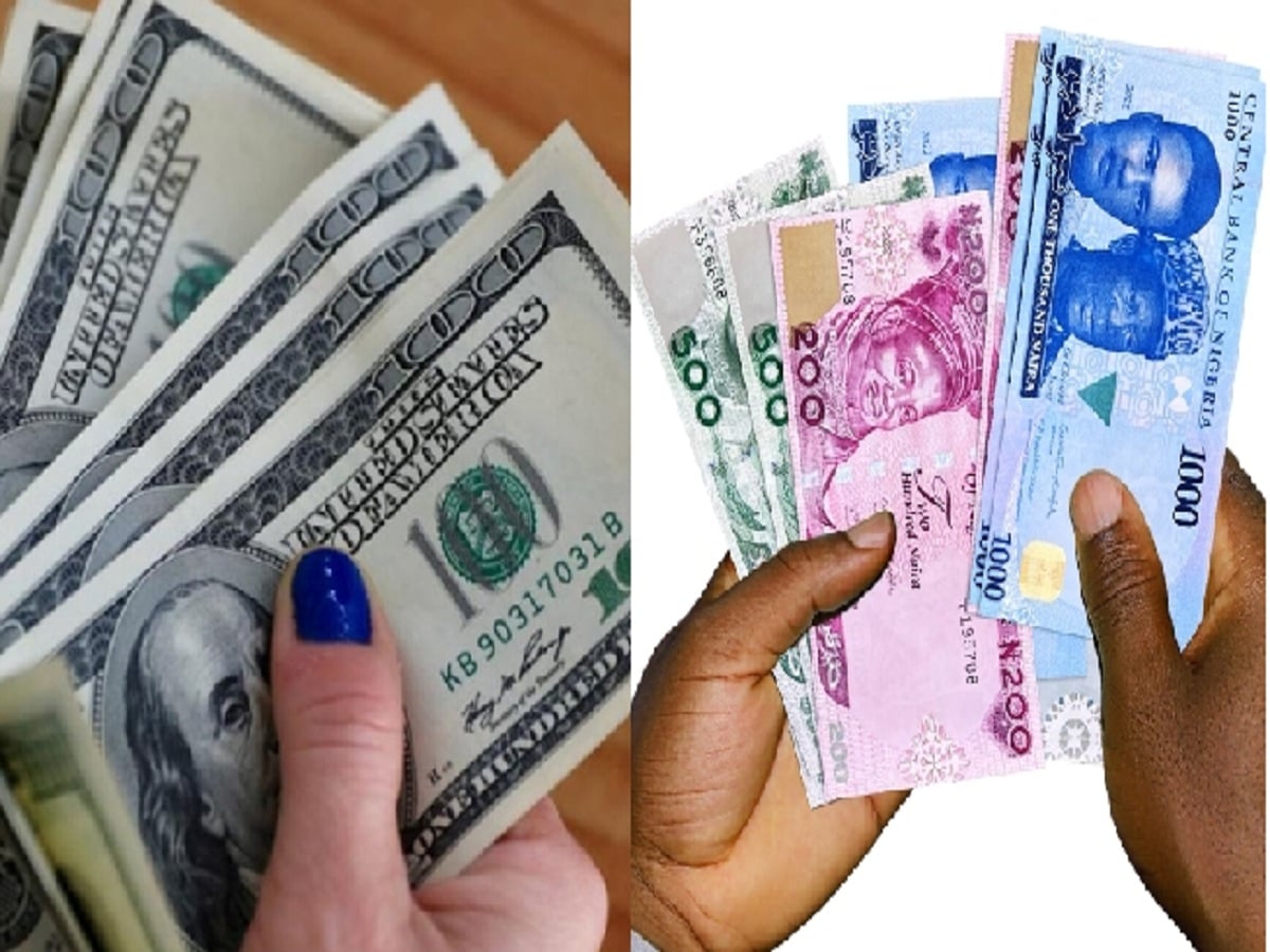 Nigerian naira notes and US dollar bills