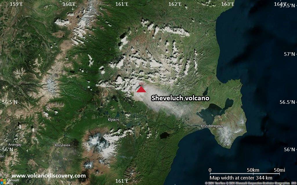 Sheveluch volcano location map