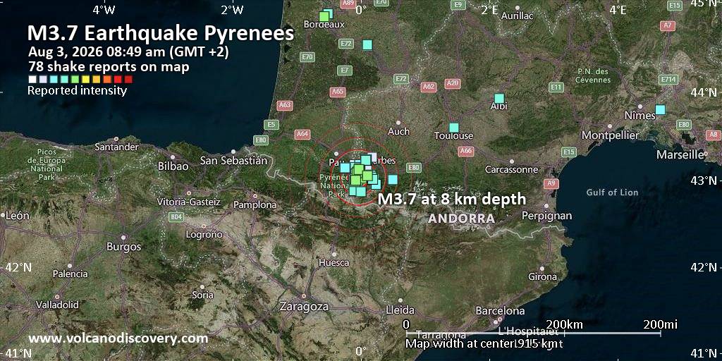 Shakemap of the France earthquake