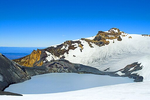 Ruapehu crater lake, one of several volcanoes receiving ongoing monitoring attention