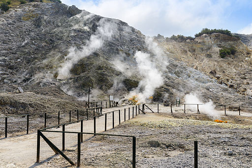 Solfatara volcanic landscape at Pozzuoli, Campi Flegrei area, Campania, Italy
