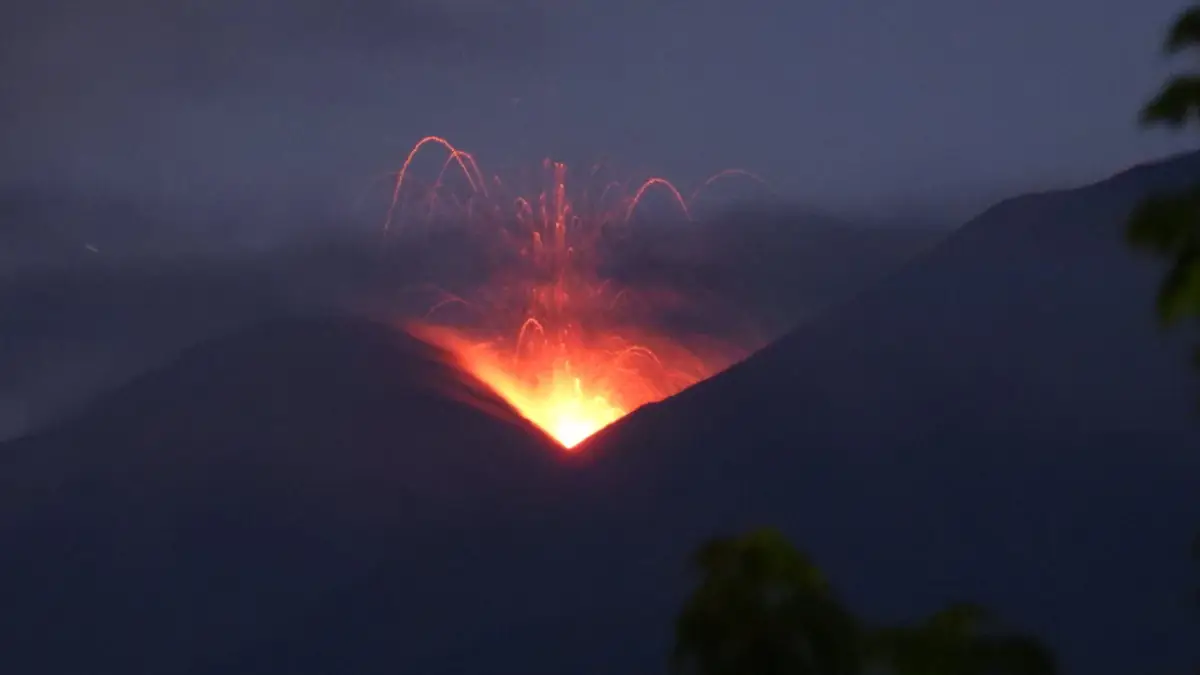 Mount Etna volcano showing lava flows on eastern flank, July 2, 2026