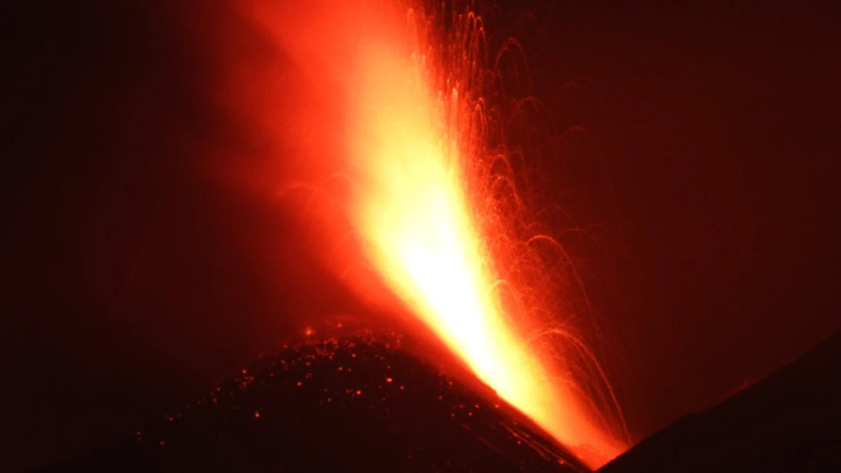 Mount Etna erupting with ash and lava activity